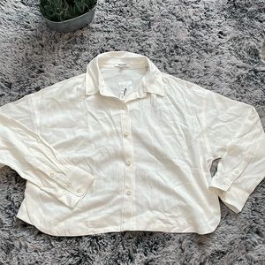 Cream/white/off white Madewell long sleeve button down cropped